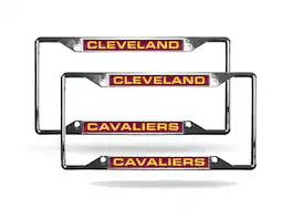 Rico Industries - Cleveland Cavaliers NBA (Set of 2) All Corner EZ View Chrome Metal Laser Cut License Plate Frames - Multi