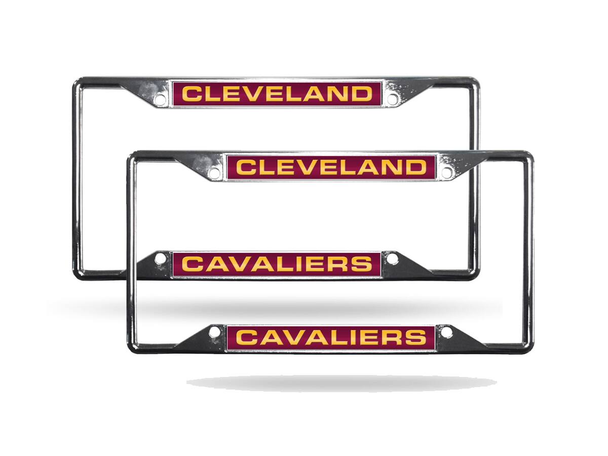 Cleveland Cavaliers NBA (Set of 2) All Corner EZ View Chrome Metal Laser Cut License Plate Frames