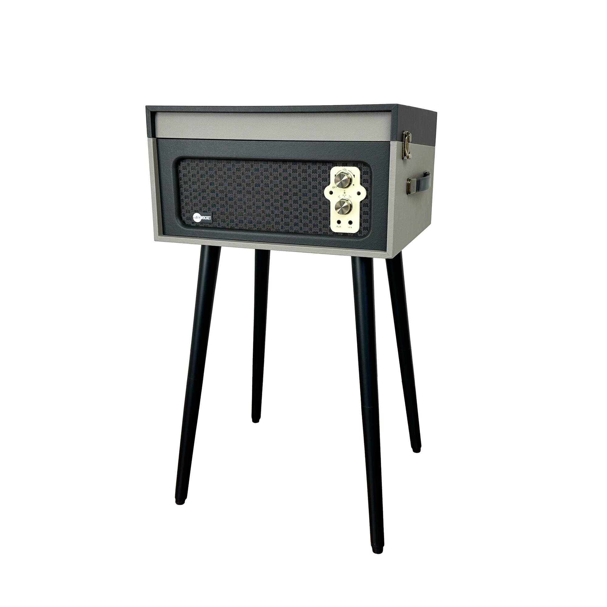 Left. Arkrocket - Arkrocket Discovery II 3-Speed Bluetooth Turntable with Speakers & Removable Legs – Gray - Gray.