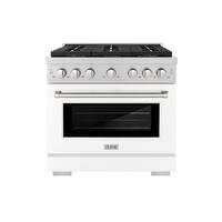 ZLINE - 36 in. Paramount Gas Range with 6 Burner DuoPro Cooktop and Gas Oven with White Matte Door (PSGR-WM-36) - Stainless Steel with White Matte Door - Front_Zoom