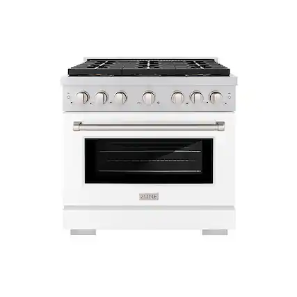 Front. ZLINE - ZLINE 36 in. Paramount Gas Range with 6 Burner DuoPro Cooktop and Gas Oven with White Matte Door (PSGR-WM-36) - Stainless Steel with White Matte Door.