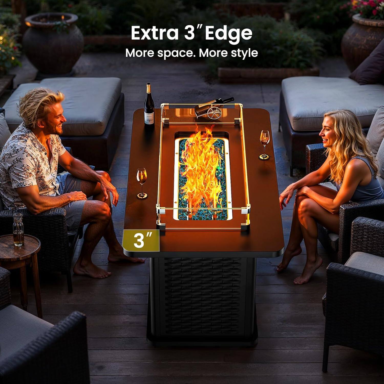 Extra 3" Edge  
More space. More style