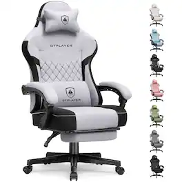 GTPlayer - Gaming Chair Fabric Computer Office Chair with Linkage Armrests High Back Desk Chair - BlackGray