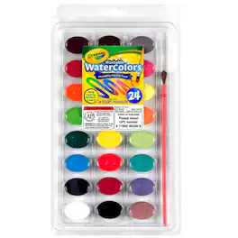 Crayola - Washable Watercolor Pans with Plastic Handled Brush 24 Colors