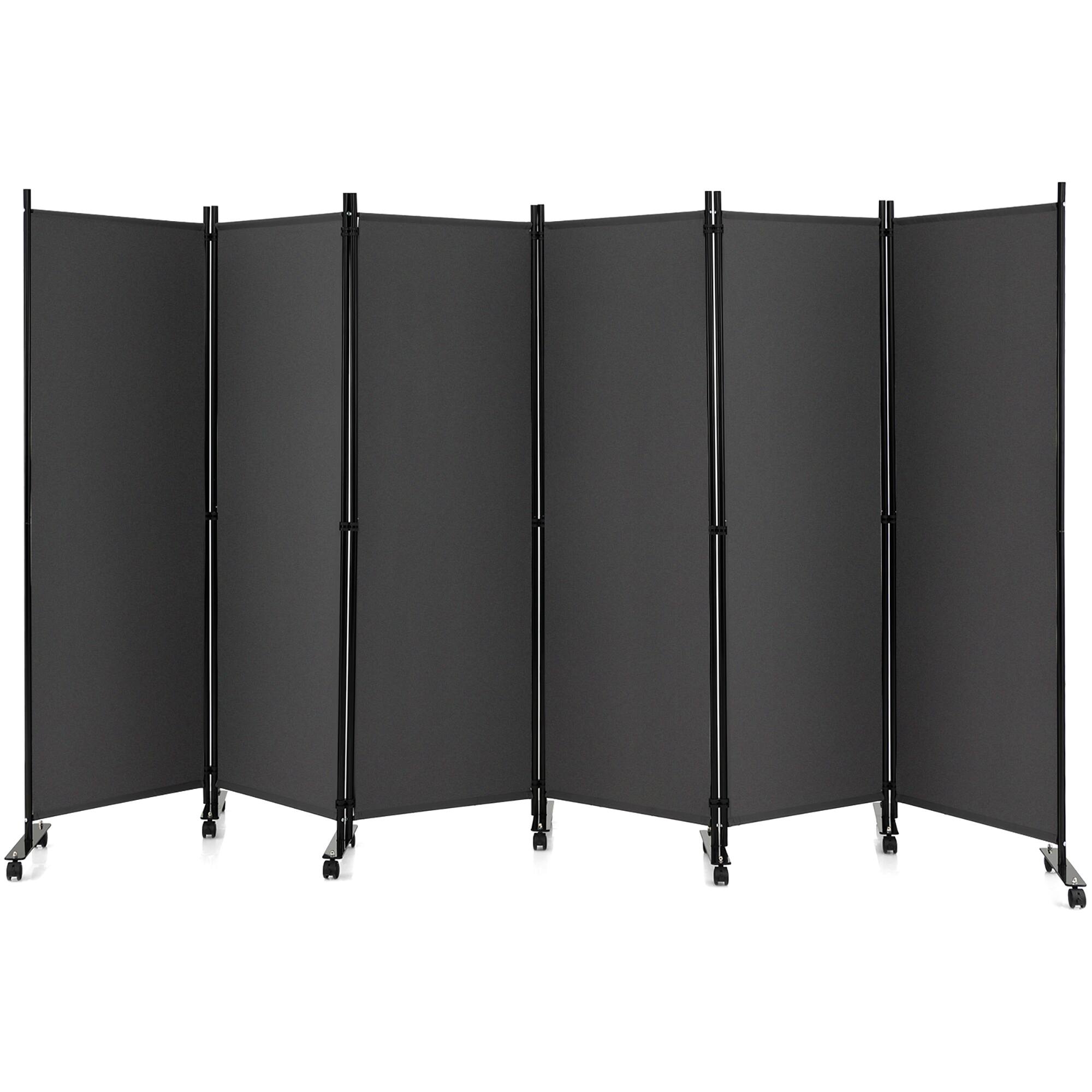 Alt View 9. Costway - Costway 6-Panel Folding Room Divider 6FT Rolling Privacy Screen with Lockable Wheels - Gray.