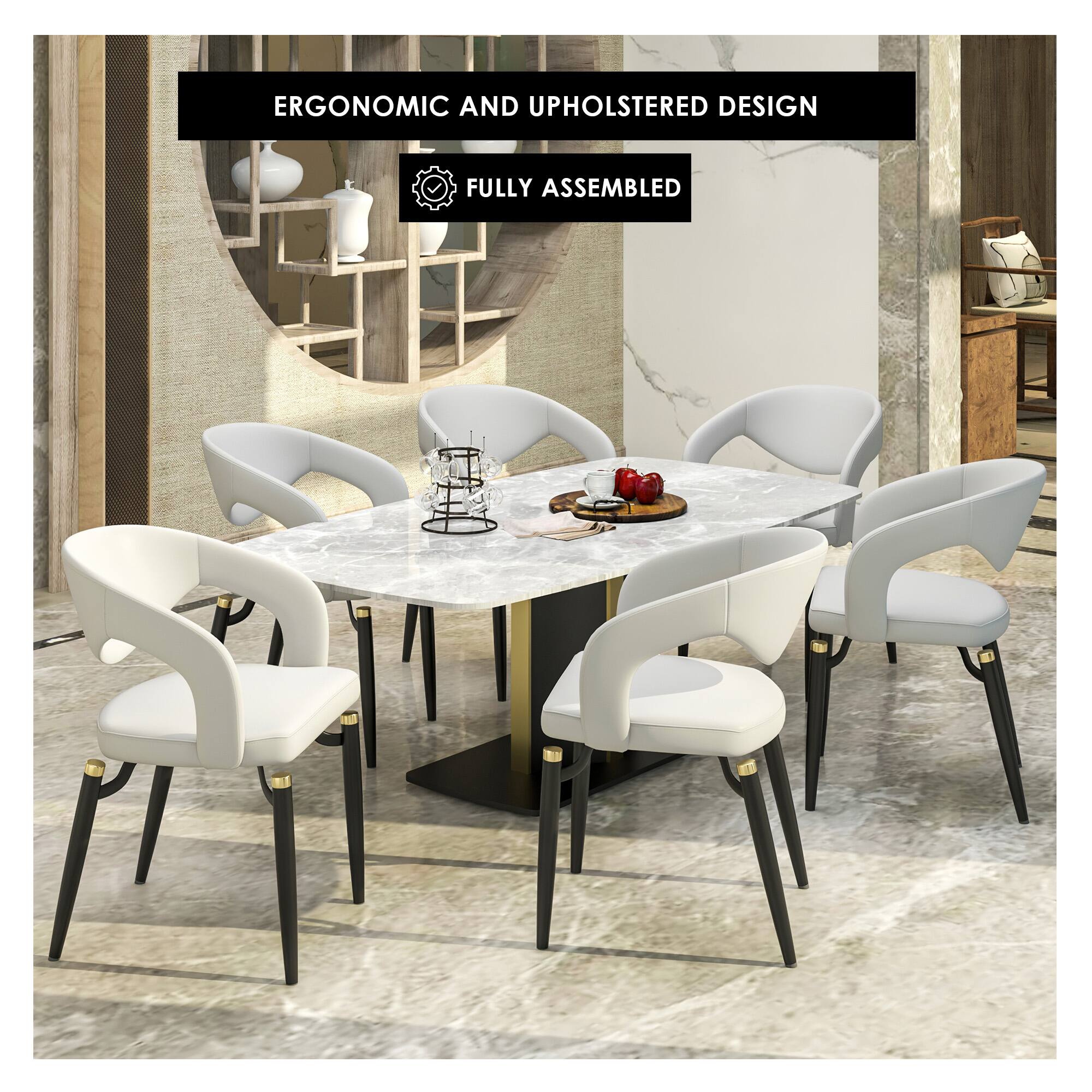 LeisureMod Entice 4 PCS Modern Upholstered Leather Kitchen & Dining ...
