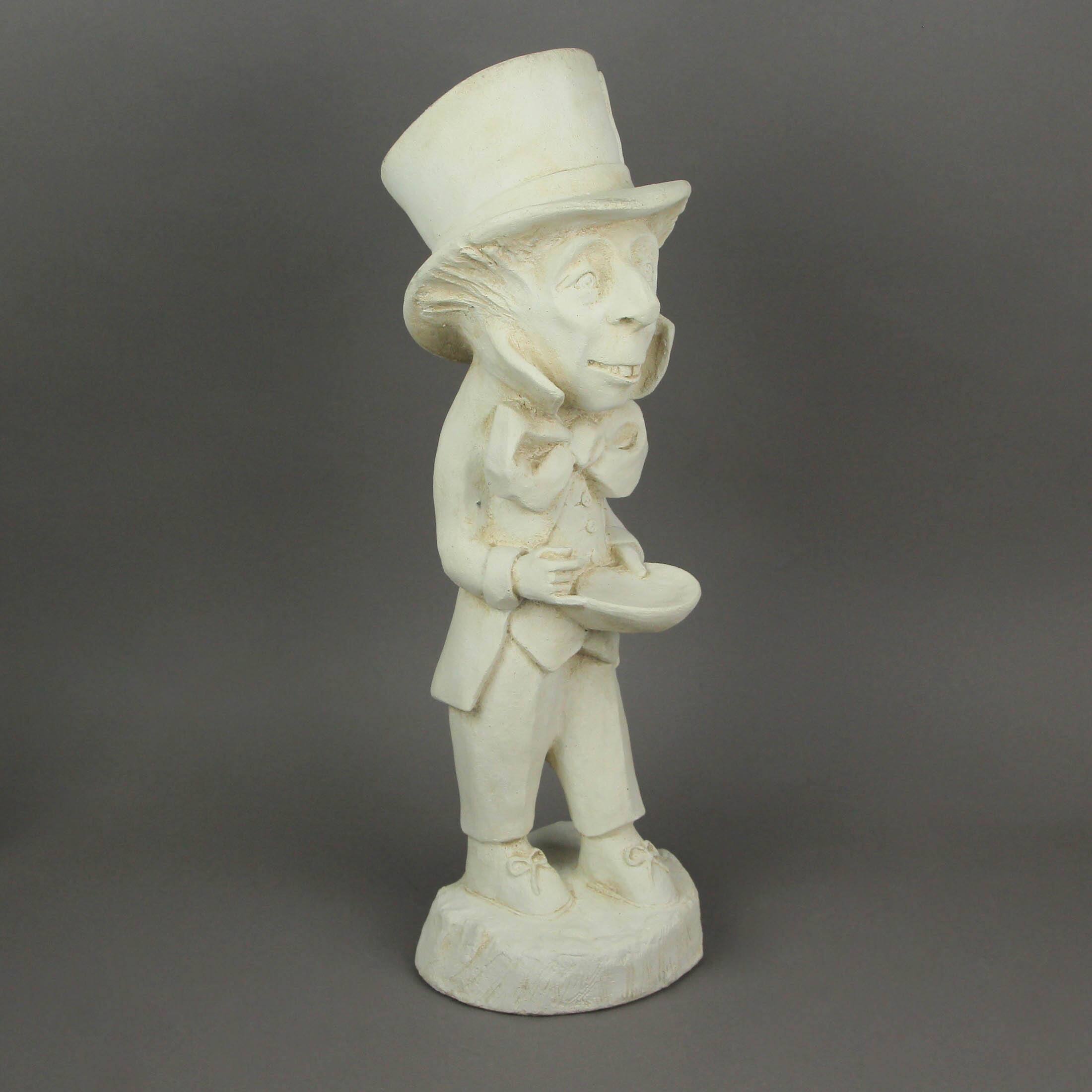 Alt View 4. Things2Die4 - Mad Hatter Alice in Wonderland Antiqued White Finish Solid Cement Statue 19 Inch - Off-white.