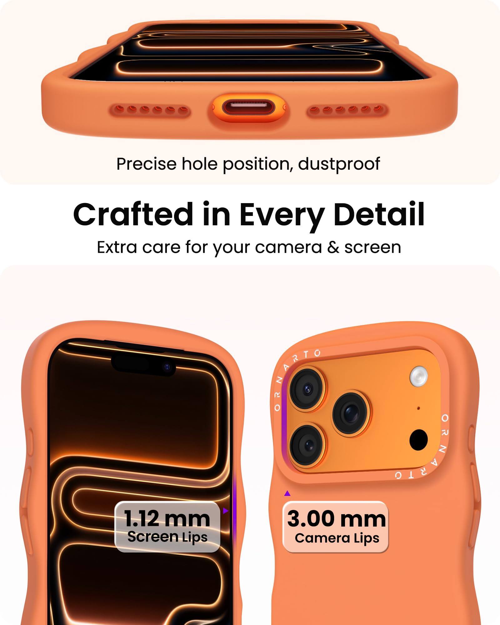 Precise hole position, dustproof

Crafted in Every Detail  
Extra care for your camera & screen

1.12 mm Screen Lips  
3.00 mm Camera Lips