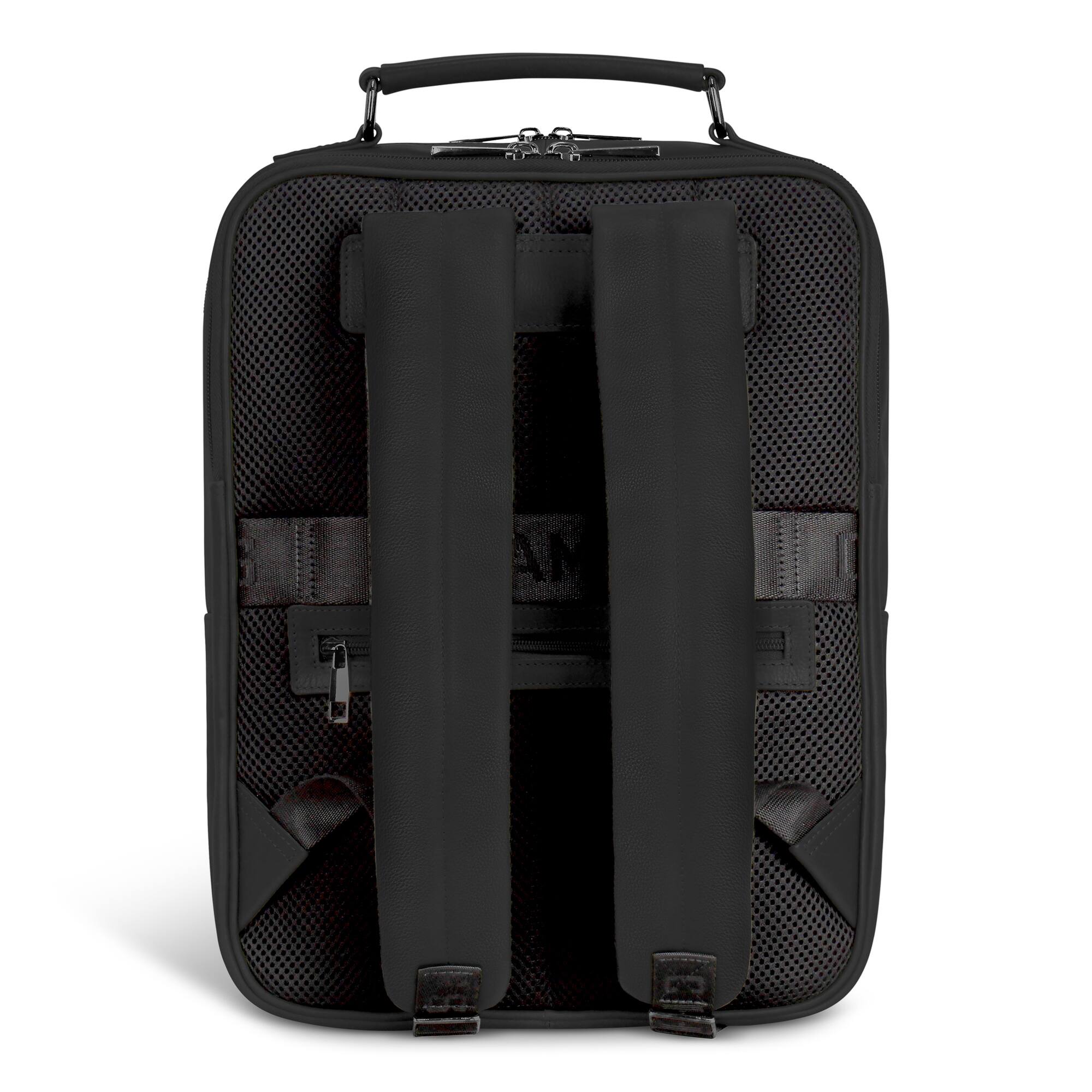 Back. Champs - Onyx Collection - Leather Compact Laptop Backpack - Black.