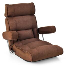 Costway - Adjustable Lazy Sofa with Stepless Adjustable Back & 6-position Head/Lumbar/Seat Brown - Brown