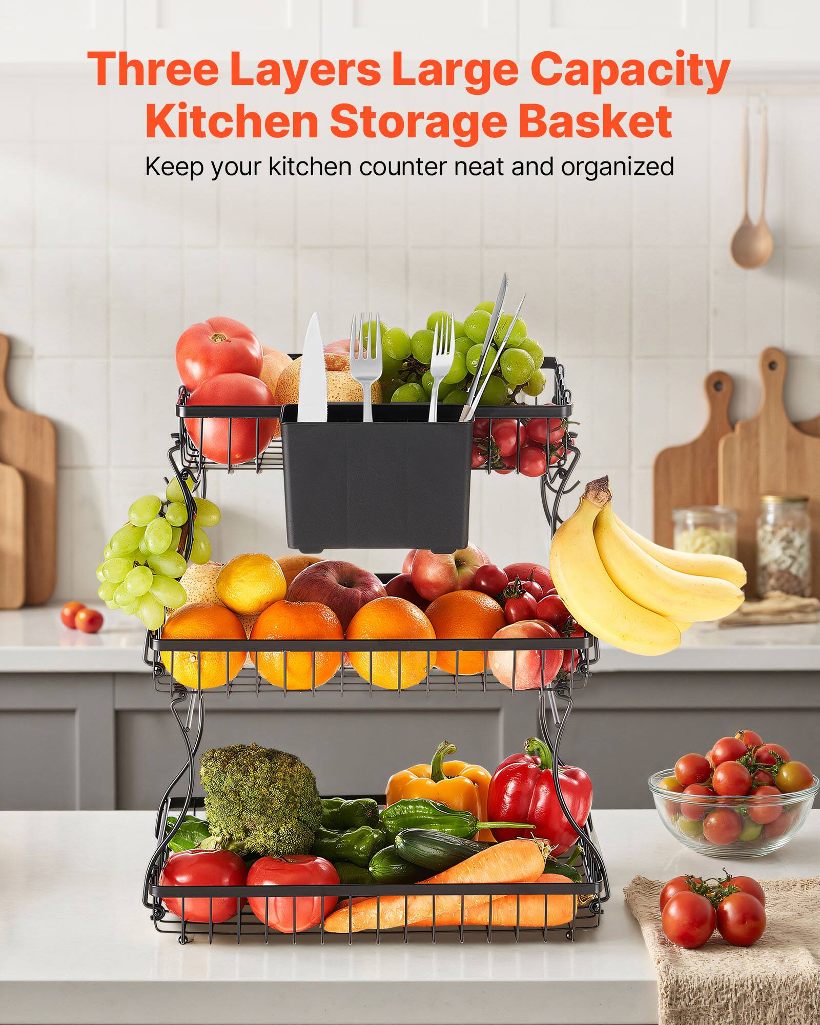 Three Layers Large Capacity Kitchen Storage Basket  
Keep your kitchen counter neat and organized