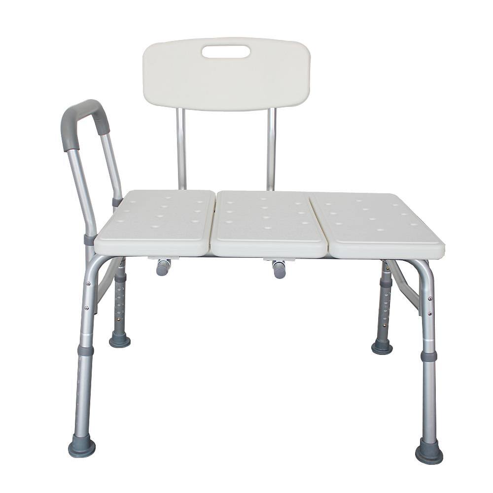 Alt View 4. Winado - Shower Chair Bath Tub Shower Transfer Bench Stool with Foam Armrest, Backrest Seat, Adjustable Heights, Non-Slip Handle - White.