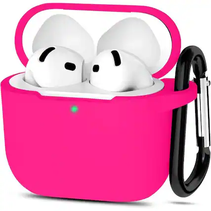 Front. Entronix - Entronix Soft-Touch Liquid Silicone Case for AirPods 4th Generation - Hot Pink.