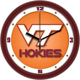 MpDirect - Virginia Tech Hokies 11.5'' Suntime Premium Glass Face Dimension Wall Clock - Multicolor