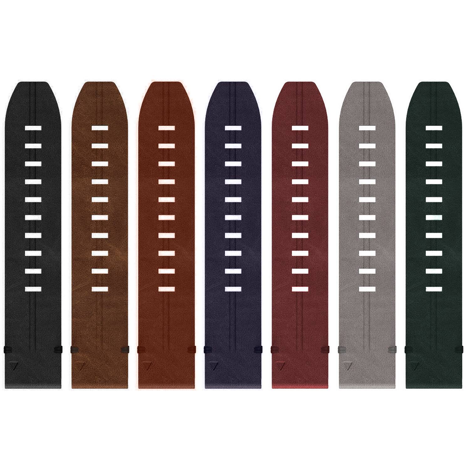 Alt View 2. StrapsCo - Vintage Italian Leather Strap QuickFit 22 Watch Band For Garmin Quatix 8 – 47mm (Extra Long) - Onyx.