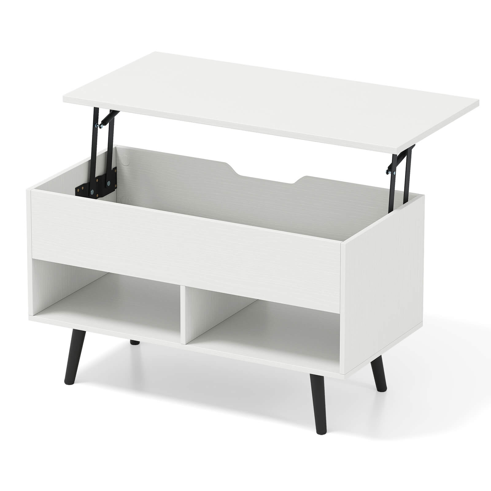 Costway - 31.5" Lift Top CoffeeTable ModernTable with Hidden Compartment Wood Legs For Home - White