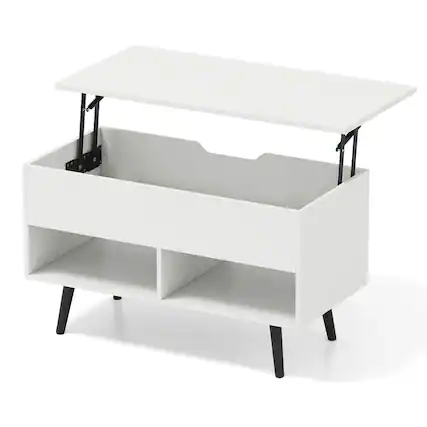 Front. Costway - Costway 31.5" Lift Top CoffeeTable ModernTable with Hidden Compartment Wood Legs For Home - White.