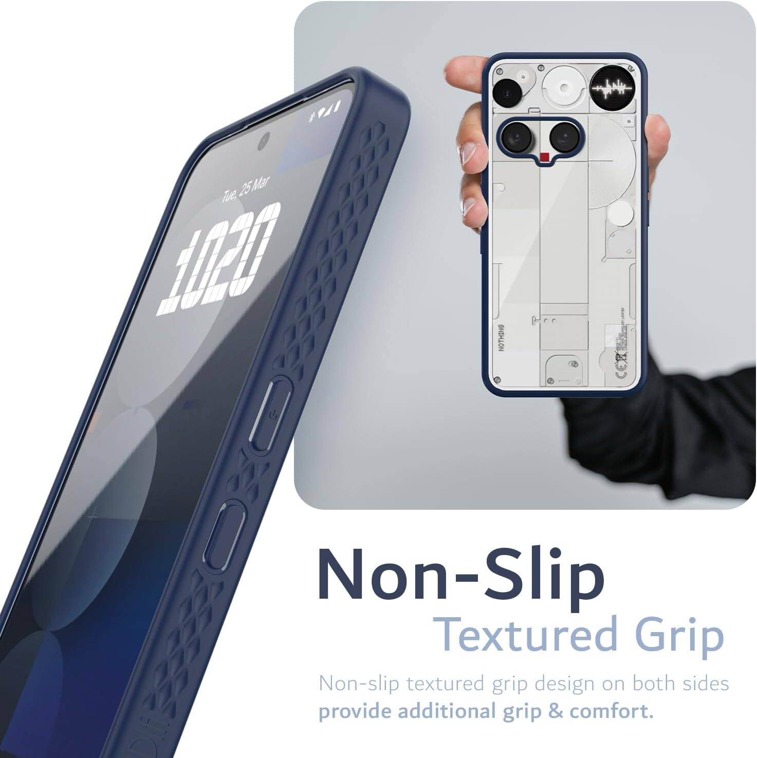 25 Mar Tue 10:20  
Non-Slip Textured Grip  
Non-slip textured grip design on both sides provide additional grip & comfort.