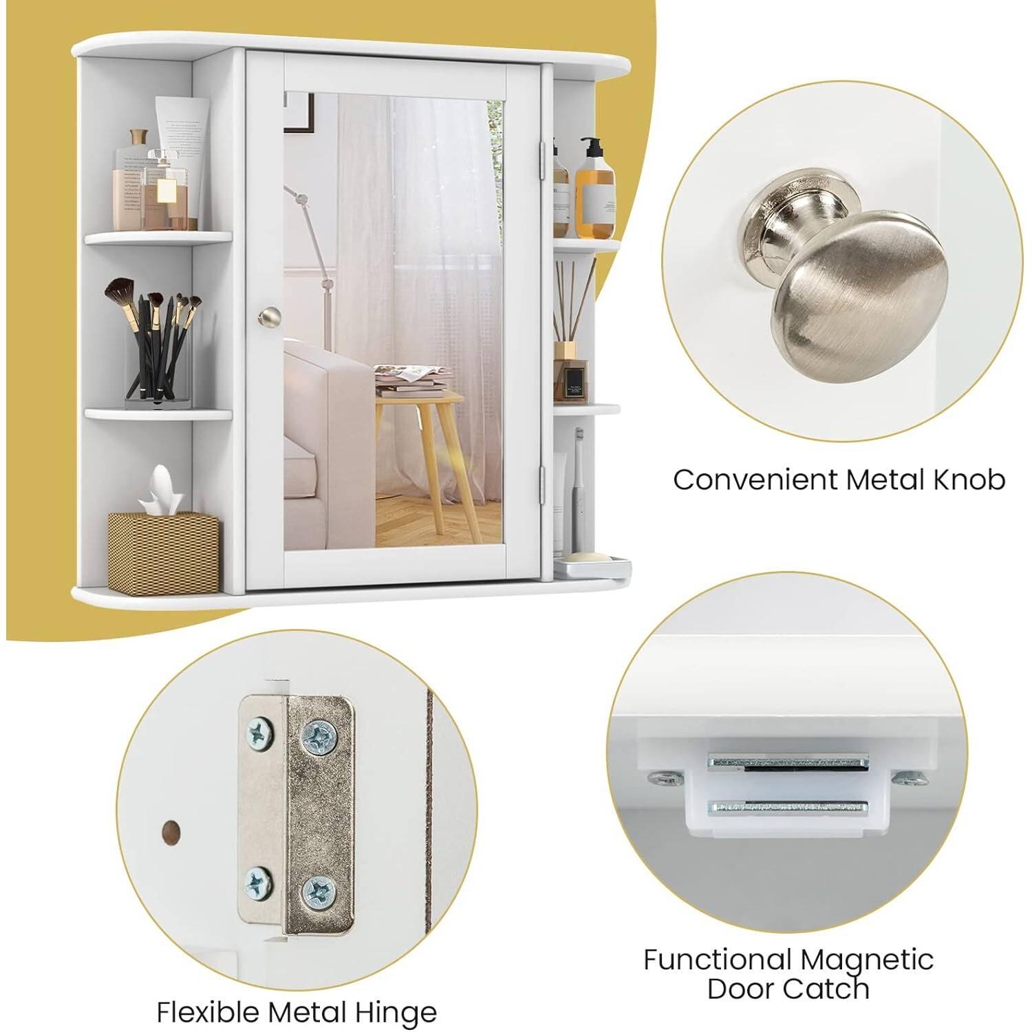 Convenient Metal Knob  
Flexible Metal Hinge  
Functional Magnetic Door Catch