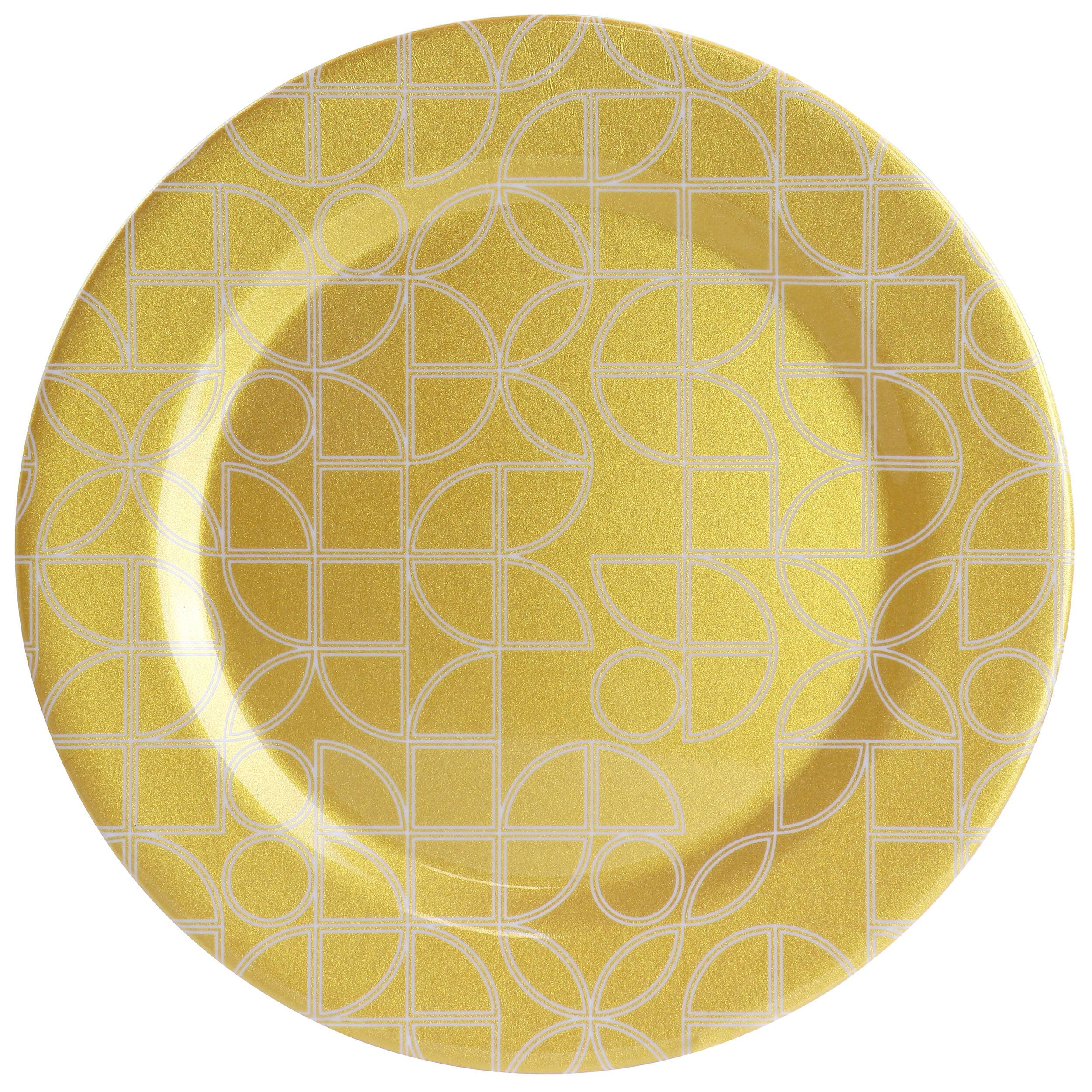 Alt View 2. Laurie Gates - Laurie Gates California Designs Summer Bloom 12 Piece Melamine Dinnerware Set in Gold - Gold/White.