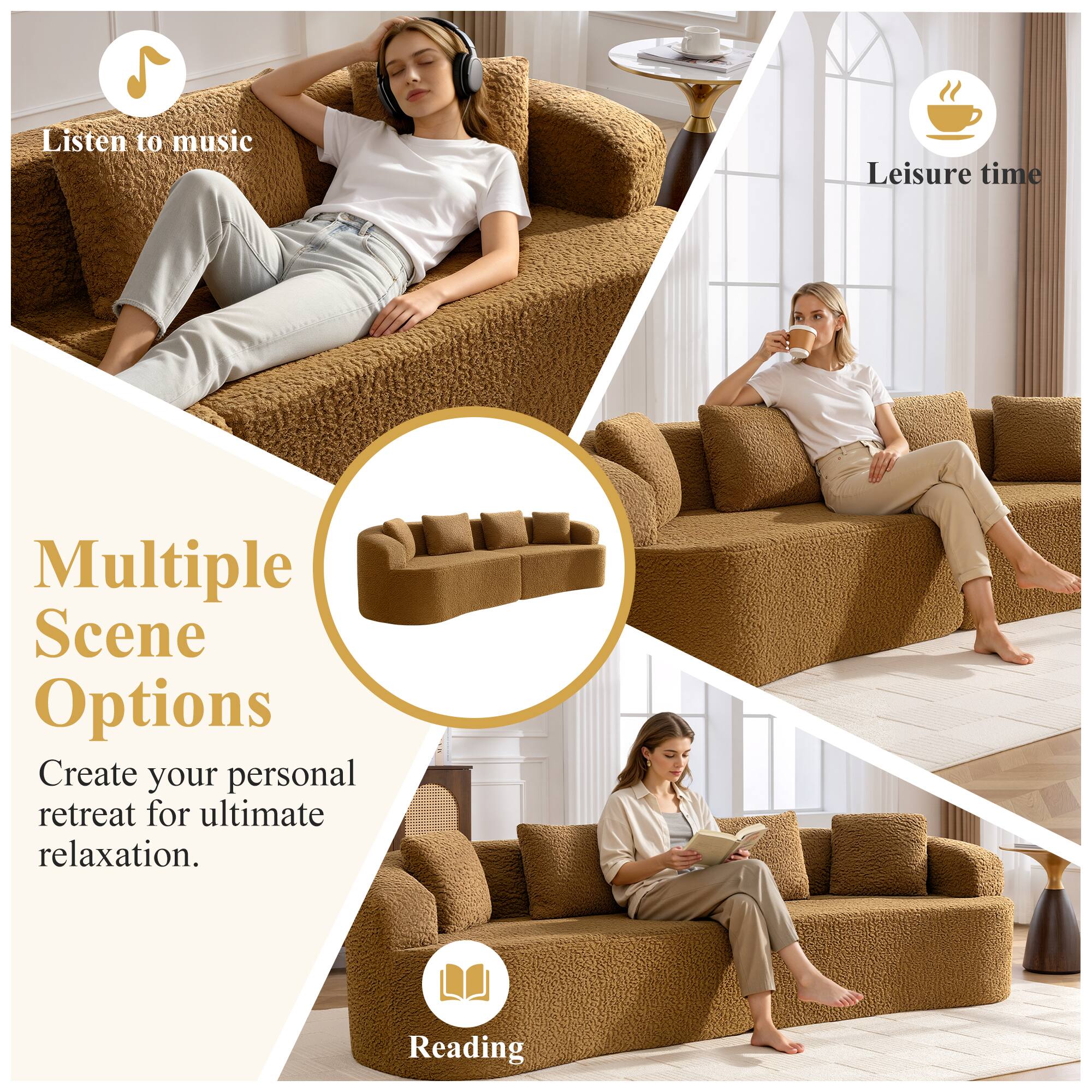 Listen to music  
Leisure time  
Multiple Scene Options  
Create your personal retreat for ultimate relaxation.  
Reading