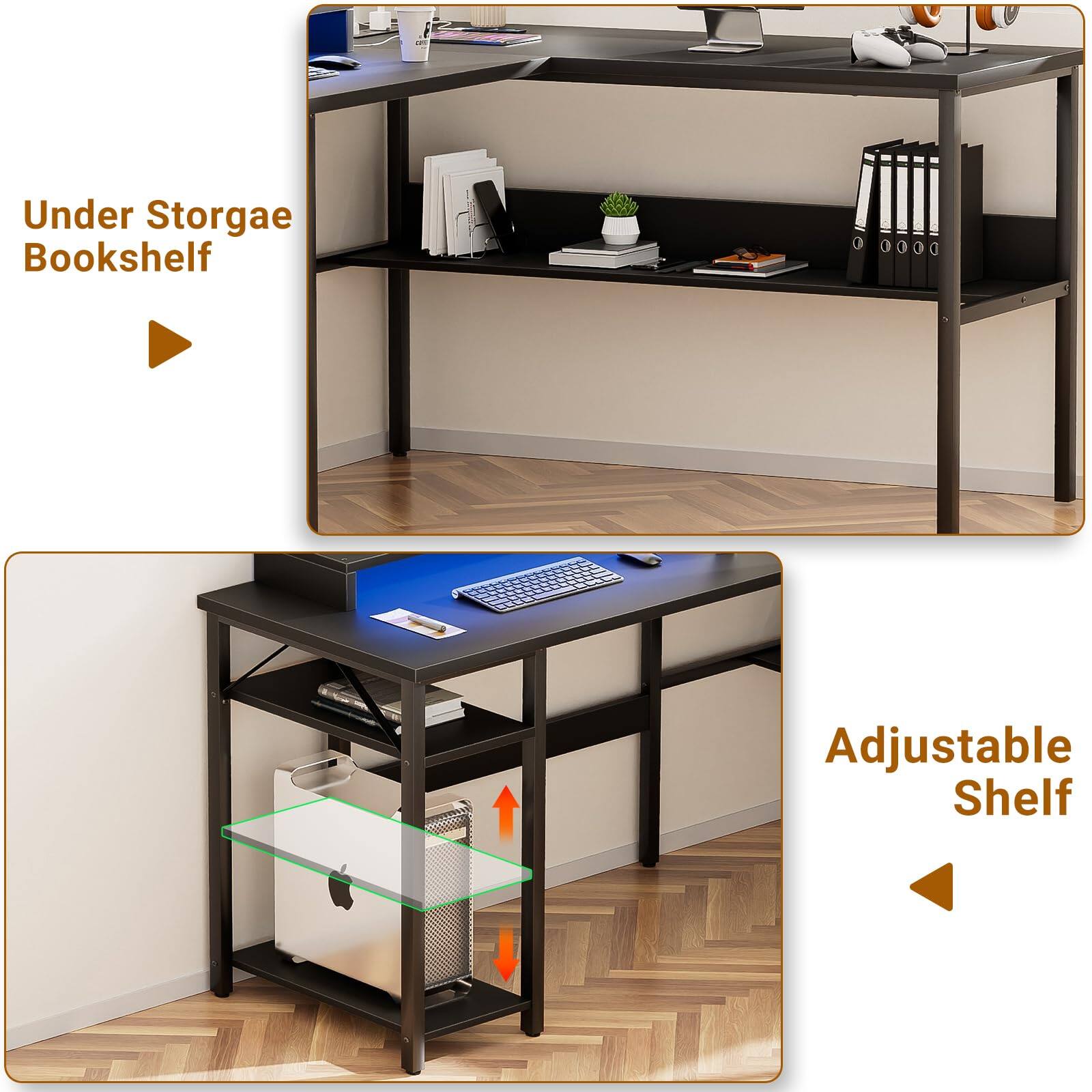 Under Storage Bookshelf Adjustable Shelf