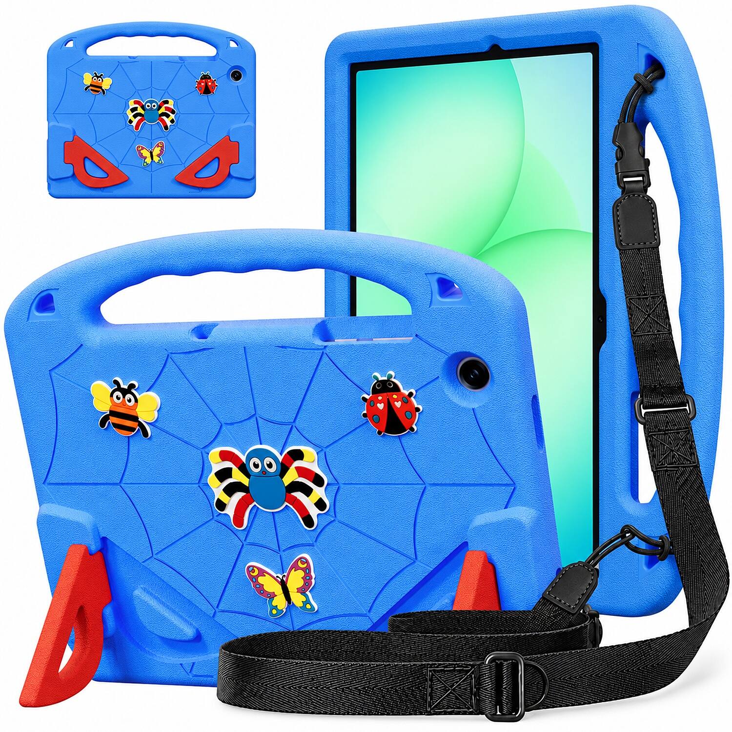 Front. UUCOVER - Kids Case for Samsung Galaxy Tab A11+ 11-inch 2025 (SM-X230/X236/X238),Shockproof EVA Handle Stand Cover+Shoulder Strap - Blue/Red.