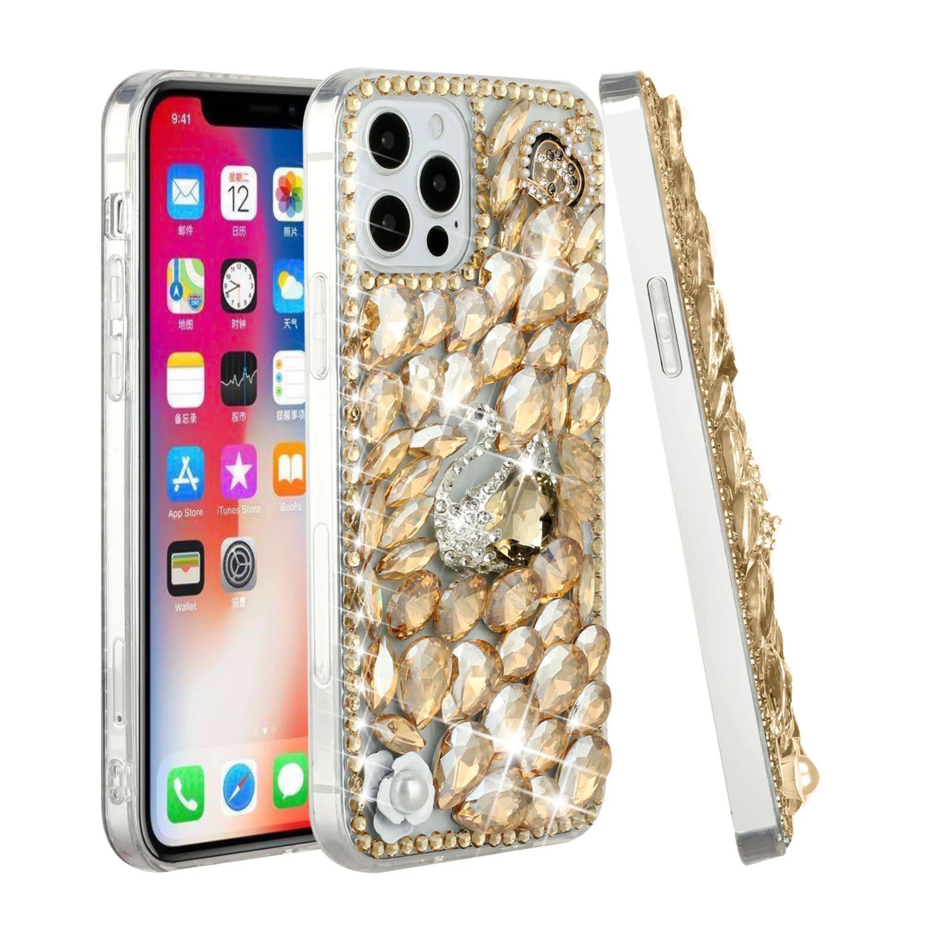 Kitcheniva Swan Crown Pearl Design Phone Case With 2 Screen Protectors ...