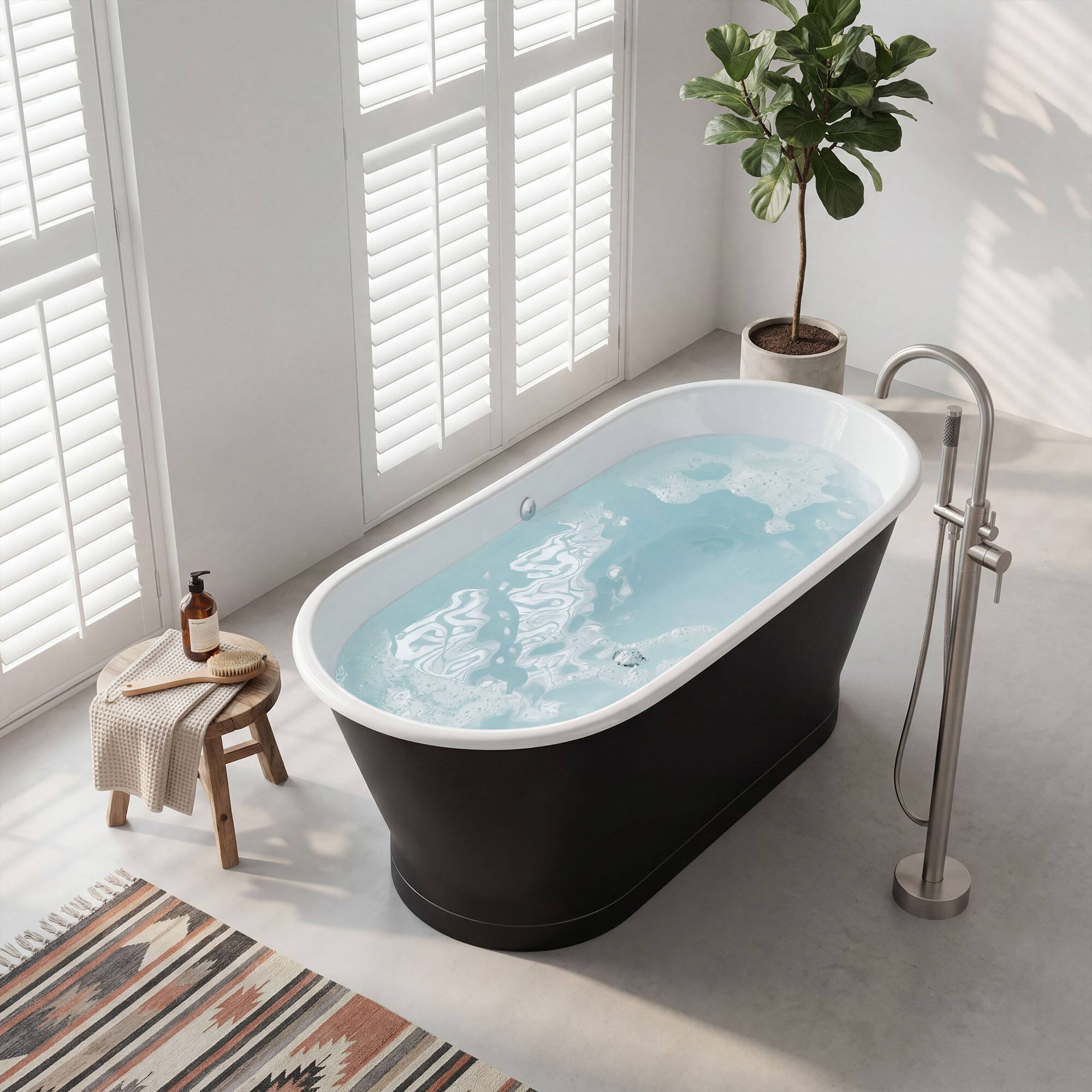 Alt View 10. Akicon - Akicon 67" Freestanding Cast Iron Soaking Bathtub with Overflow & Drain in Black - Black.
