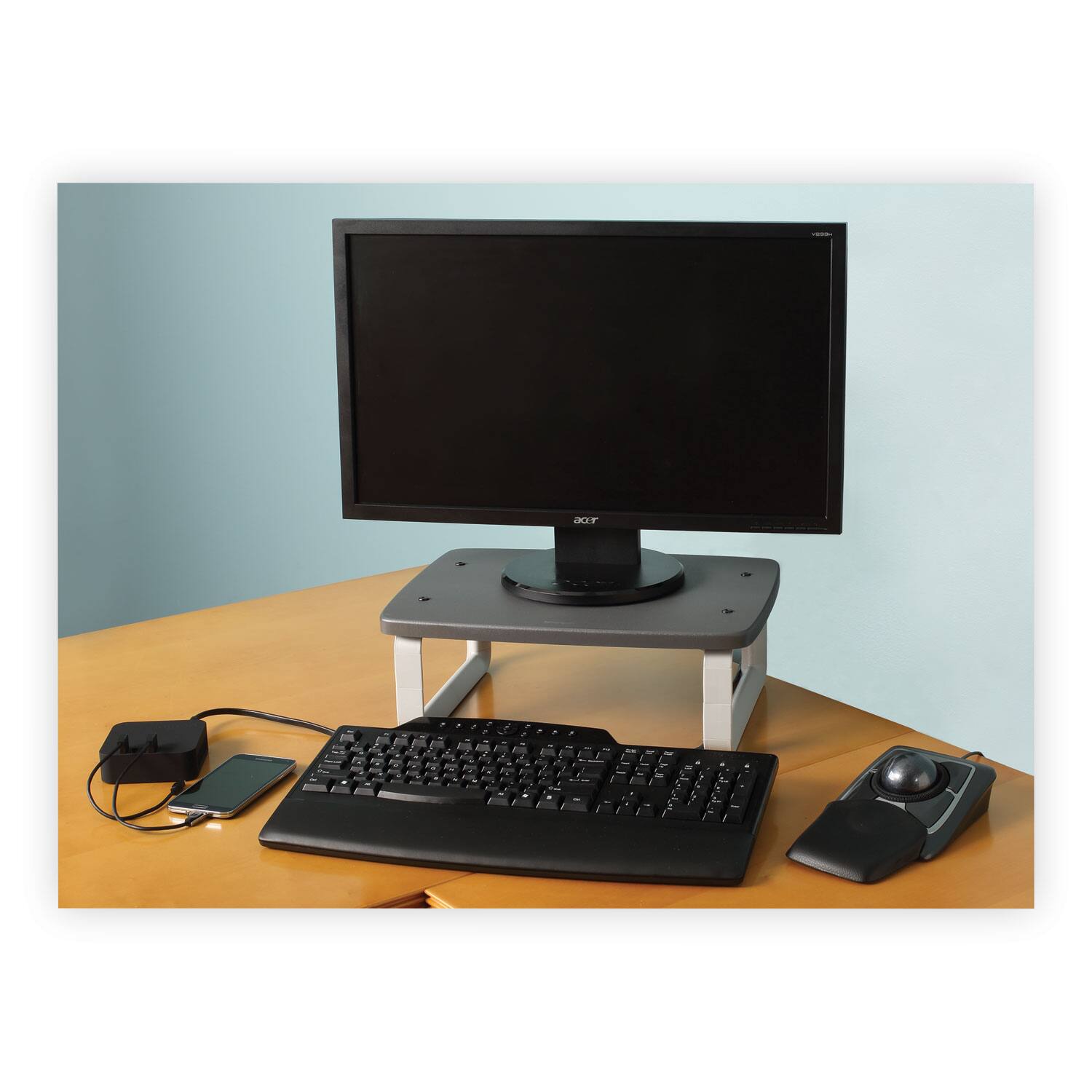 Alt View 5. Kensington - Kensington K52786WW SmartFit 16.2 in. x 2.2 in. x 3 in. to 6 in. Monitor Stand Plus - Black.