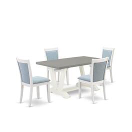 East West Furniture - 5-Piece Dinner Table Set Includes a Kitchen Table and 4 Baby Blue Linen Fabric Dining Chairs with - Multi-Color