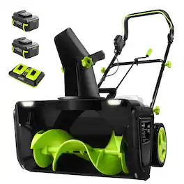 SnapFresh - 40V Cordless Electric Snow Blower 20 Inch with Dual 5.0Ah Batteries and Fast Charger - Green