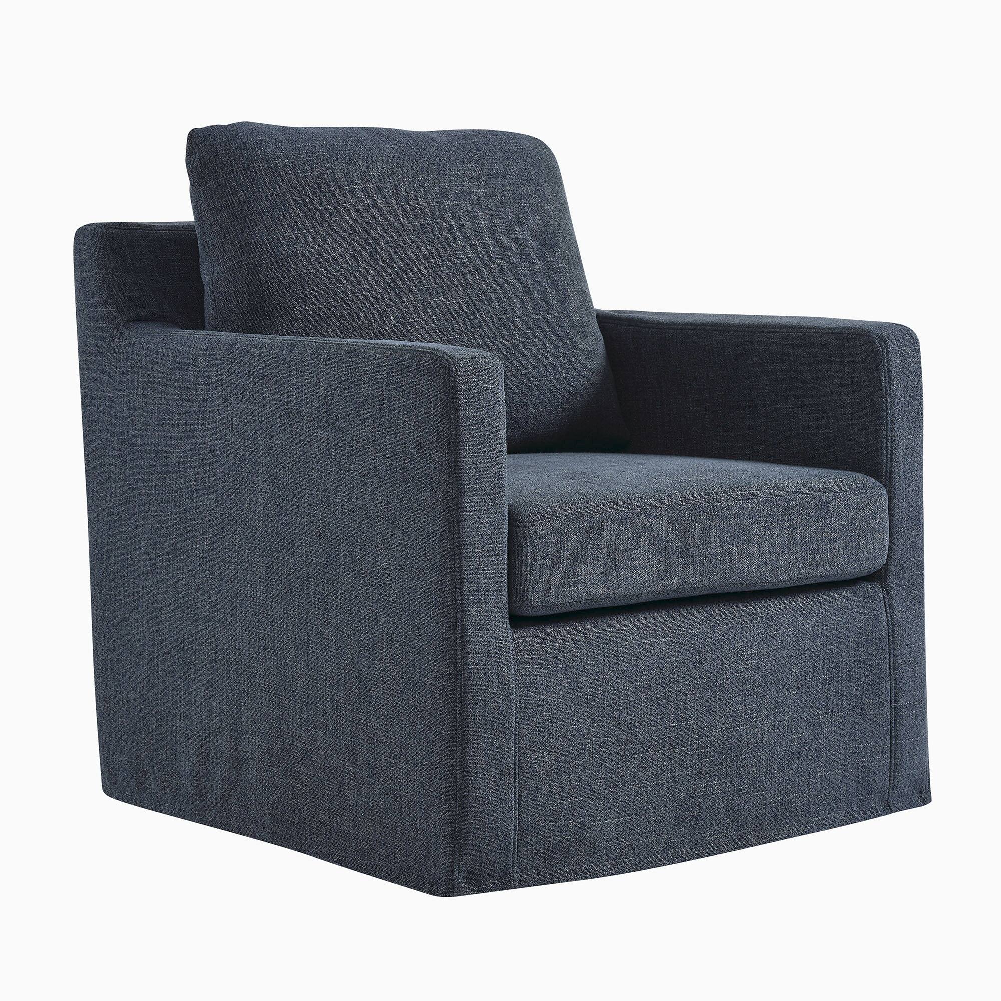 Front. Modway - Serene Fabric Slipcovered Swivel Armchair by Modway - Blue.