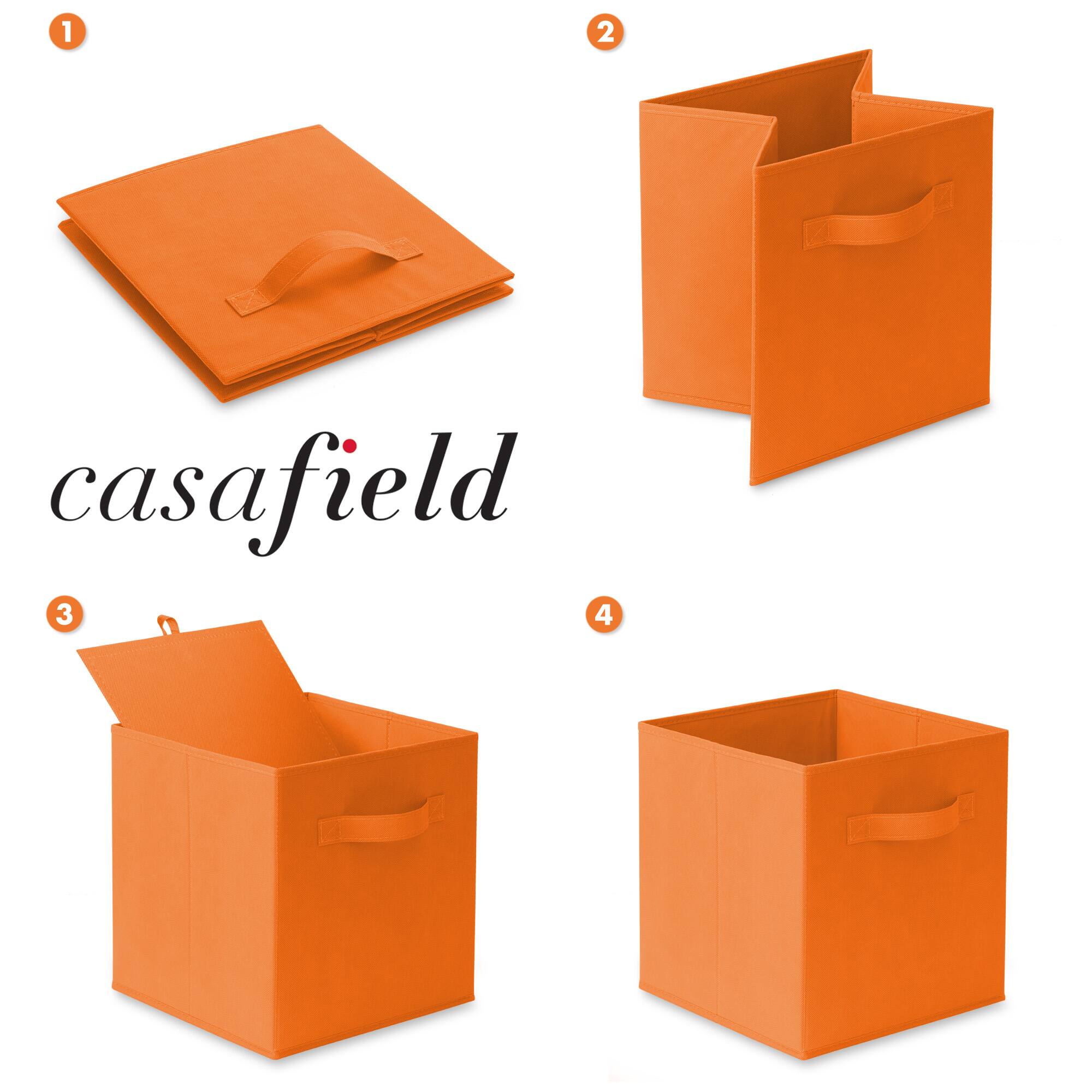 Alt View 5. Casafield - (Set of 6) Collapsible Fabric Cubes - Storage Bins - Orange.