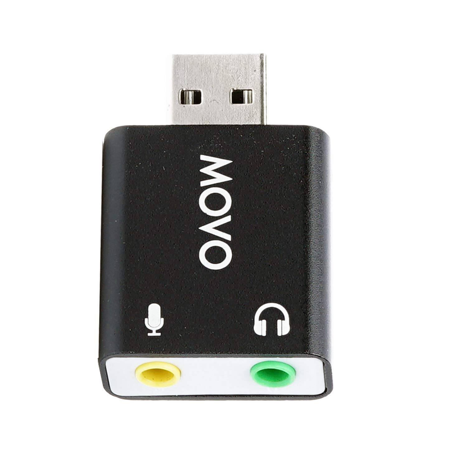 Front. MOVO - Movo USB-AC 3.5mm TRS Microphone to USB 2.0 Stereo Audio External Sound Card Adapter for PC and Mac.