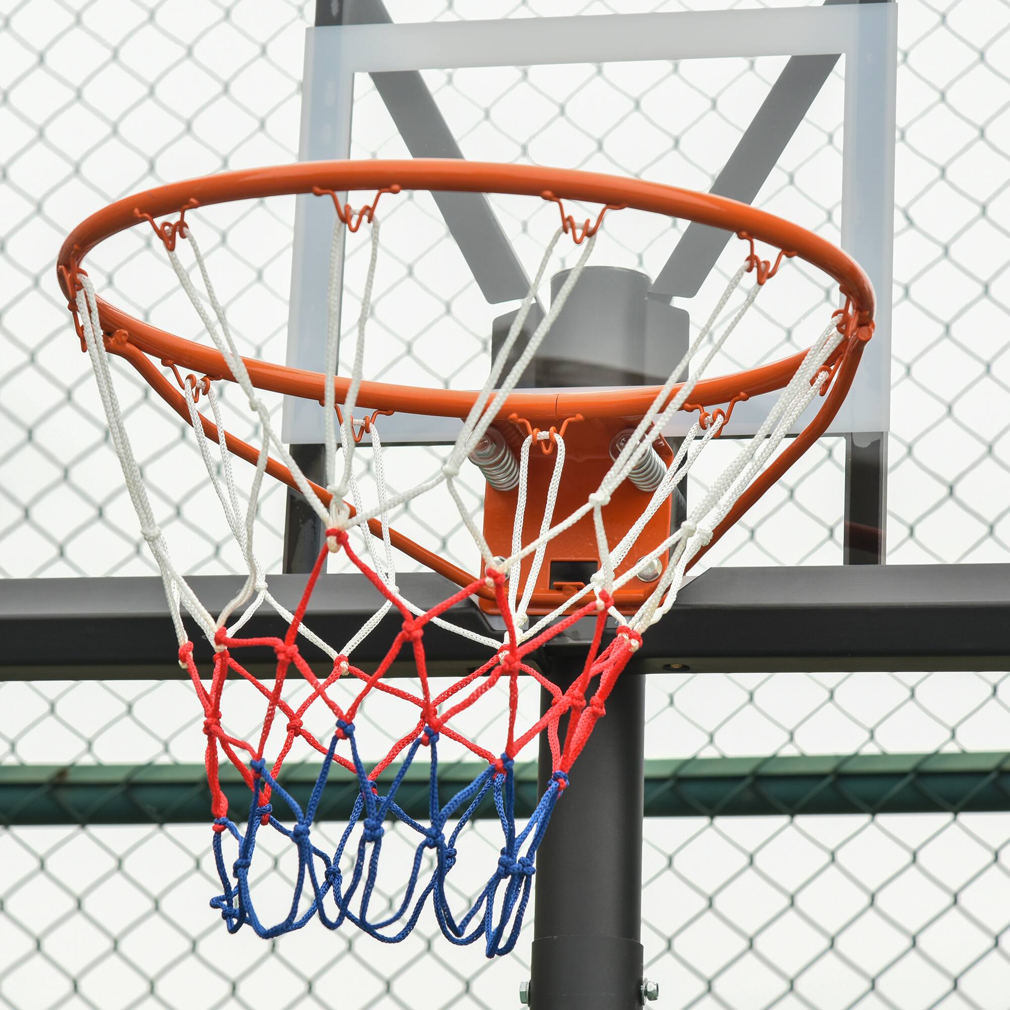 Alt View 7. Soozier - Portable Basketball Hoop, 5.2-10' Adjustable Height, Weight Base with Ball Holder, Basket Ball Stand on Wheels - Black and White.