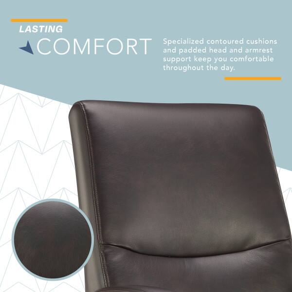 LASTING COMFORT

Specialized contoured cushions and padded head and armrest support keep you comfortable throughout the day.
