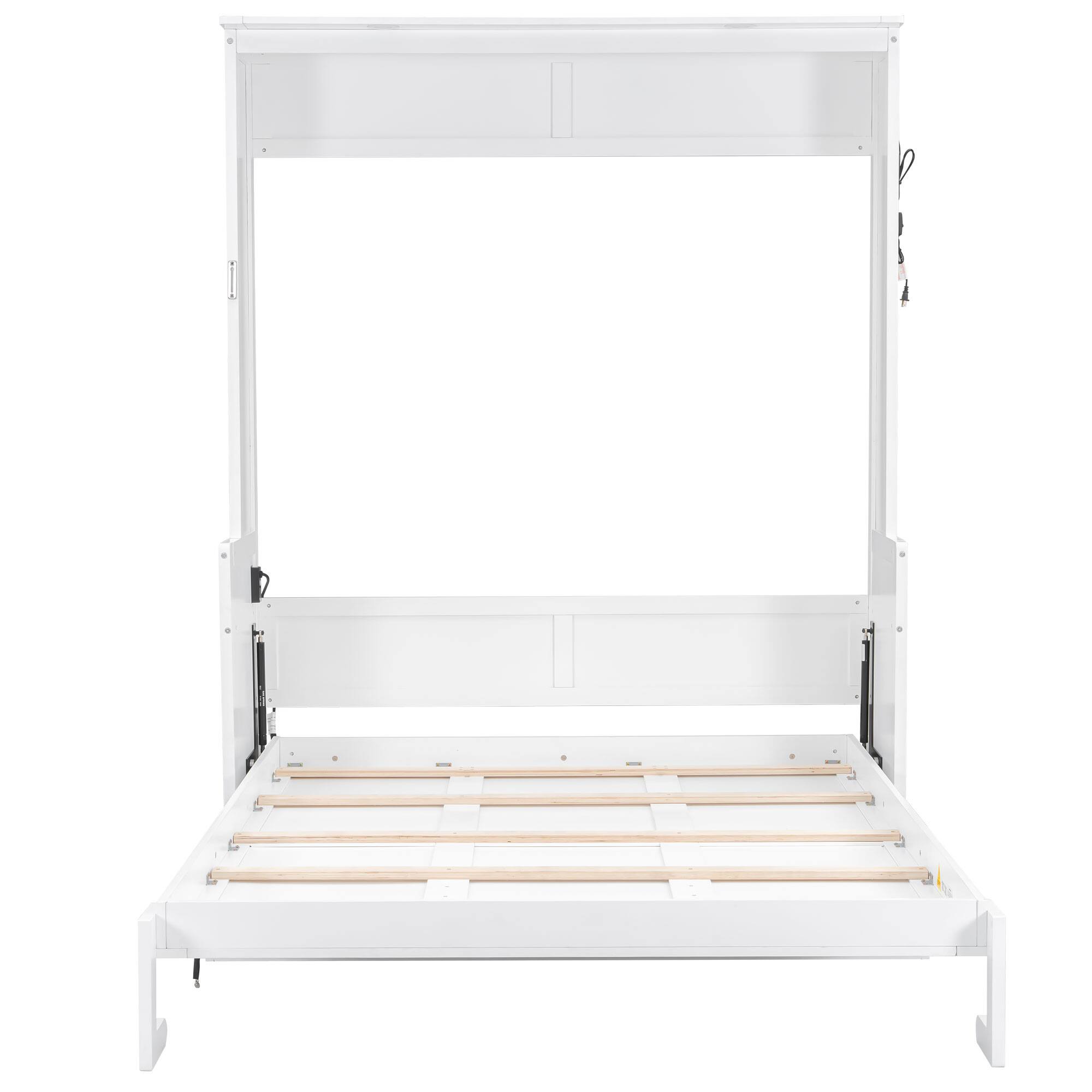 Alt View 1. Whisen - Queen Size Murphy Bed with Desk, Foldable Bed with LED Lights, USB Charging Station for Bedroom - White.