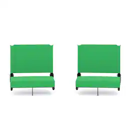 Emma + Oliver - Set of 2 500 lb. Rated Lightweight Stadium Chair with Ultra-Padded Seat - Bright Green