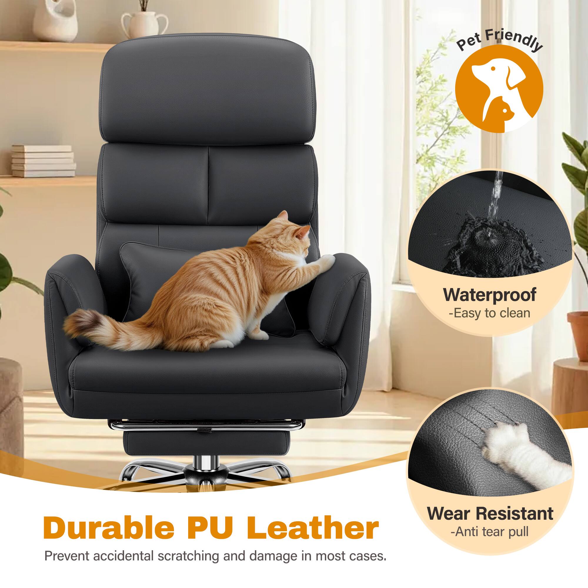 Pet Friendly  
Waterproof - Easy to clean  
Wear Resistant Durable PU Leather - Anti tear pull  
Prevent accidental scratching and damage in most cases.