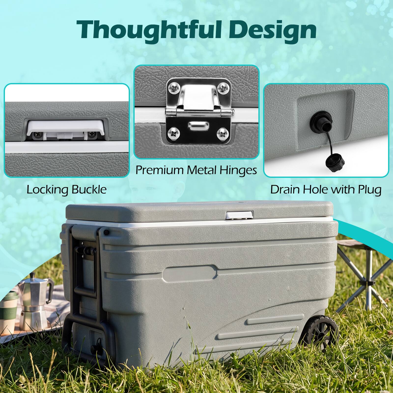 Thoughtful Design Locking Buckle Premium Metal Hinges Drain Hole with Plug