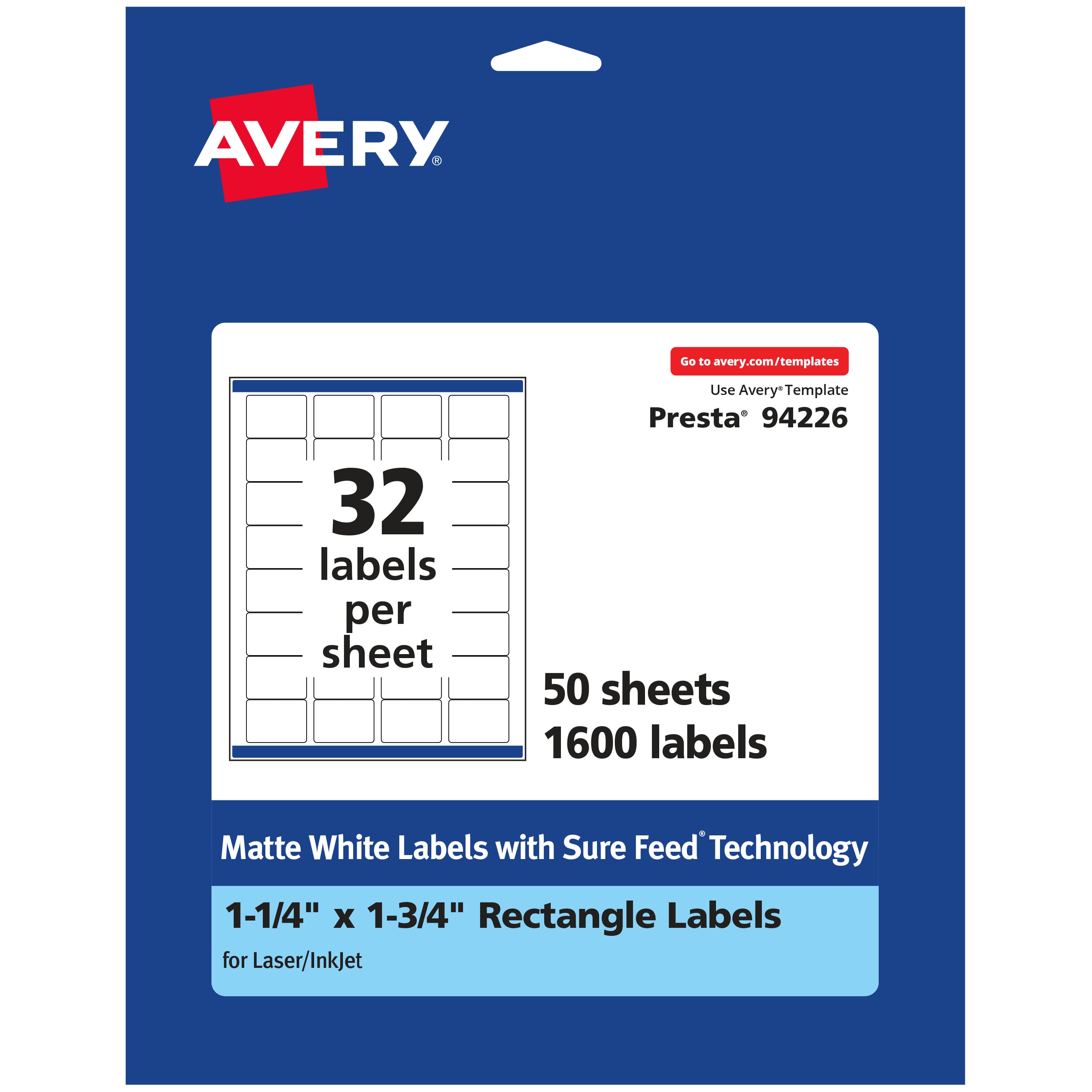 "Avery - Matte Rectangle Labels, 1.25"" x 1.75"", 1,600 Labels - White" price history on PriceWatchPro
