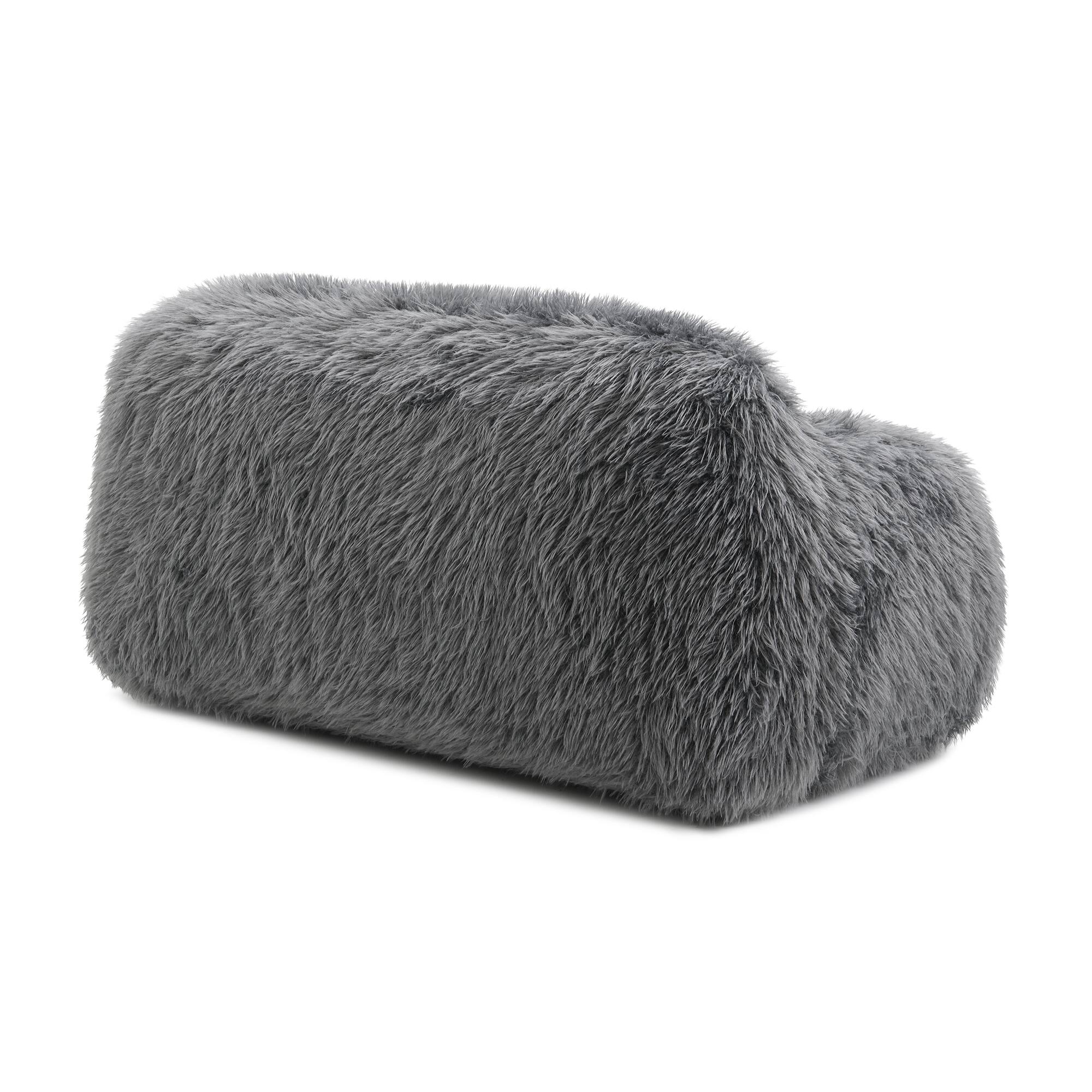 Alt View 2. Vaczon - Faux Fur Loveseat Sofa Cozy Shaggy Plush Chair for Home Apartment or Lounge Area with Accent Pillows - Dark Gray.
