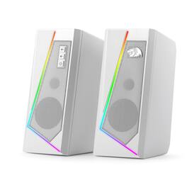 REDRAGON - GS520 Wired 2.0 Channel Stereo Sound Desktop RGB Computer Speakers - White