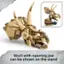 The text on the image reads: "Skull with opening jaw can be shown on the stand."