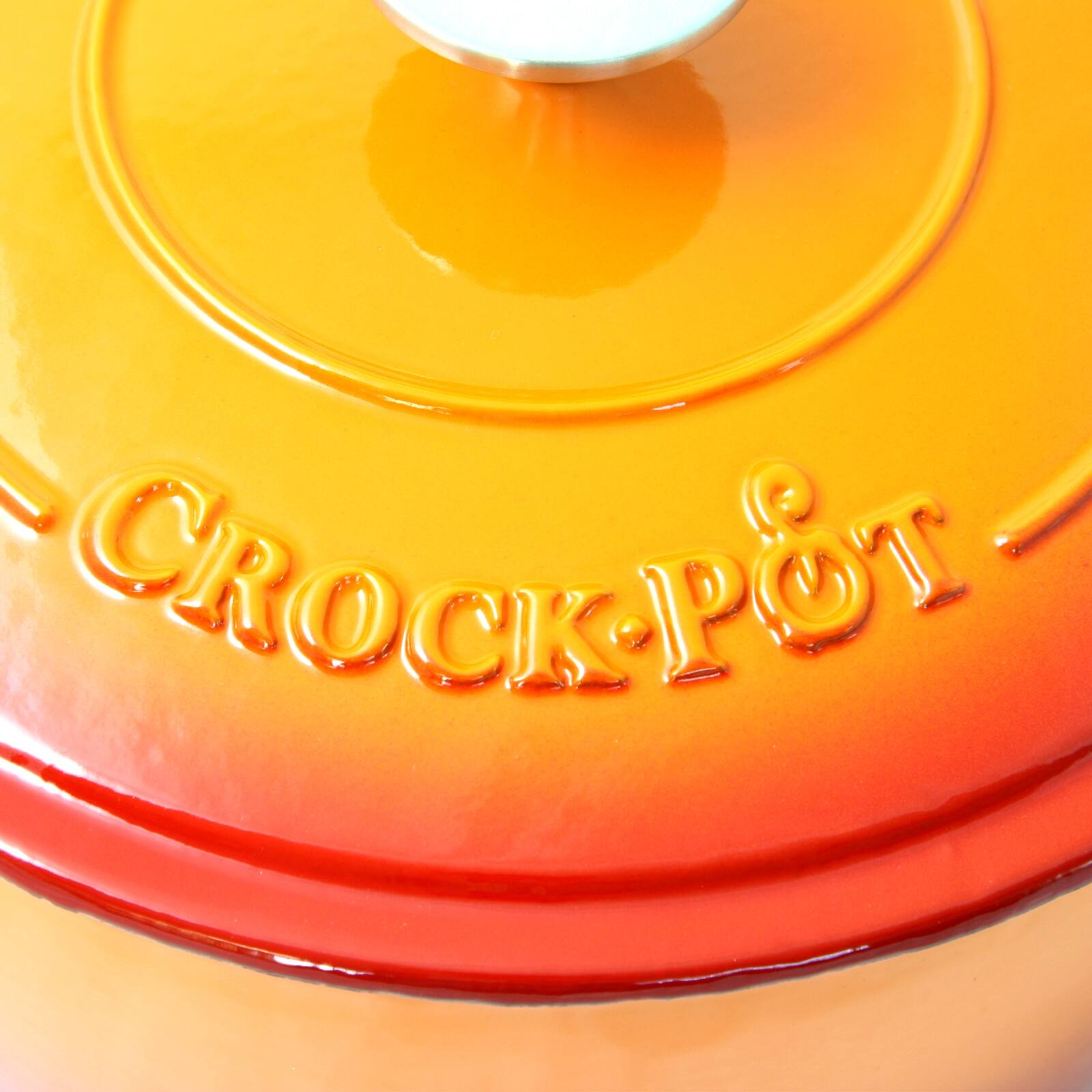Alt View 1. Crockpot - Crock Pot Artisan 5 Quart Round Enameled Cast Iron Dutch Oven in Sunset Orange - Orange.