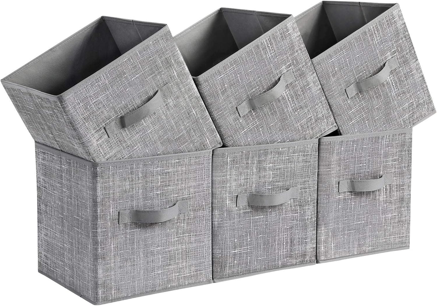 RTMB - 11" Cattail Gray Fabric Storage Cubes with Handles, 6-Pack, Foldable