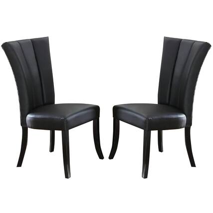 Front. Manhattan Lane - Leather Upholstered Dining Chair In Poplar Wood, Set Of 2,Black - Black.