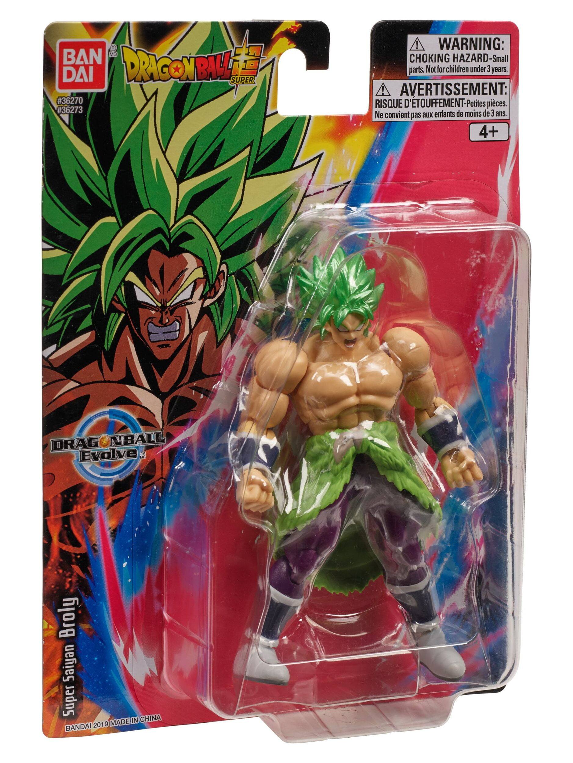 MC BANDAI DRAGONBALL Z SUPER #36270 #36273  
WARNING: CHOKING HAZARD-Small parts. Not for children under 3 years.  
AVERTISSEMENT: RISQUE D'ÉTOUFFEMENT-Petites pièces. Ne convient pas aux enfants de moins de 3 ans.  
4+ DRAGONBALL Evolve Broly Saiyan Super  
MADE IN CHINA 2019  
BANDAI