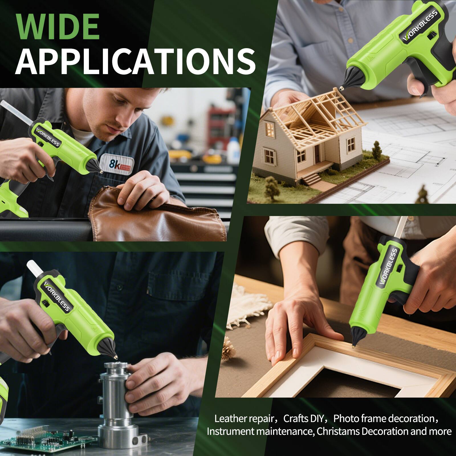 WIDE APPLICATIONS

Leather repair, Crafts DIY, Photo frame decoration, Instrument maintenance, Christmas Decoration and more